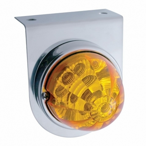 UP-39616 Stainless Light Bracket With 17 LED Watermelon Reflector Light - Amber LED/Amber Lens