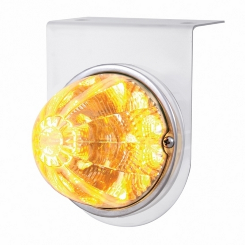 UP-39617 Stainless Light Bracket With 17 LED Watermelon Reflector Light - Amber LED/Clear Lens