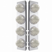 UP-39629 SS Front Air Cleaner Bracket W/8X 17 Amber LED Refl. Watermelon Lights & SS Bezels For Peterbilt-Clear Lens (Pair)