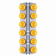 UP-39634 SS Front Air Cleaner Bracket W/12X 17 Amber LED Refl. Watermelon Lights & SS Bezels For Peterbilt-Amber Lens (Pair)