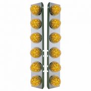 UP-39634 SS Front Air Cleaner Bracket W/12X 17 Amber LED Refl. Watermelon Lights & SS Bezels For Peterbilt-Amber Lens (Pair)