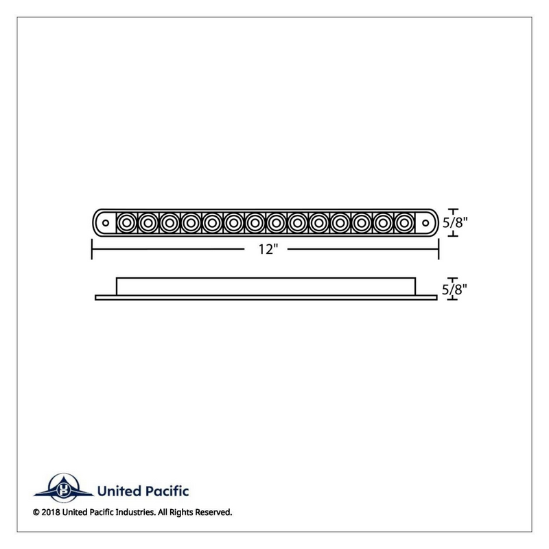 Tira de luz auxiliar de 14 LED de 12" - LED ámbar/lente cromada (a granel)