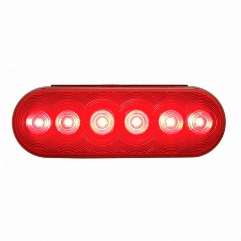 6 LED Oval Light Kit (Stop, Turn & Tail) - Red LED/Red Lens