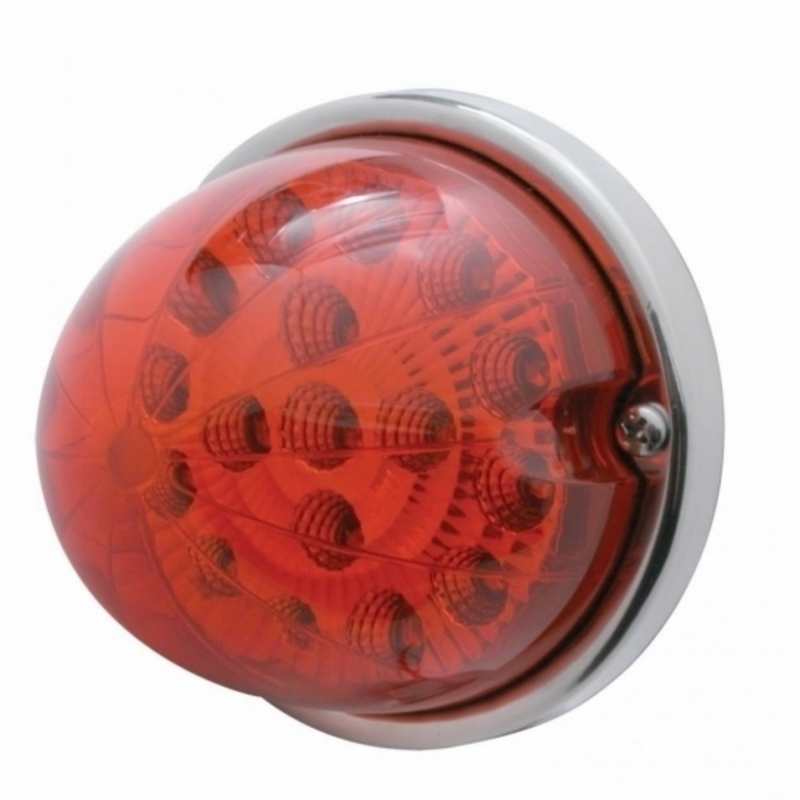 UP-39662 17 LED Watermelon Clear Reflector Flush Mount Kit With Low Profile Bezel - Red LED/Red Lens