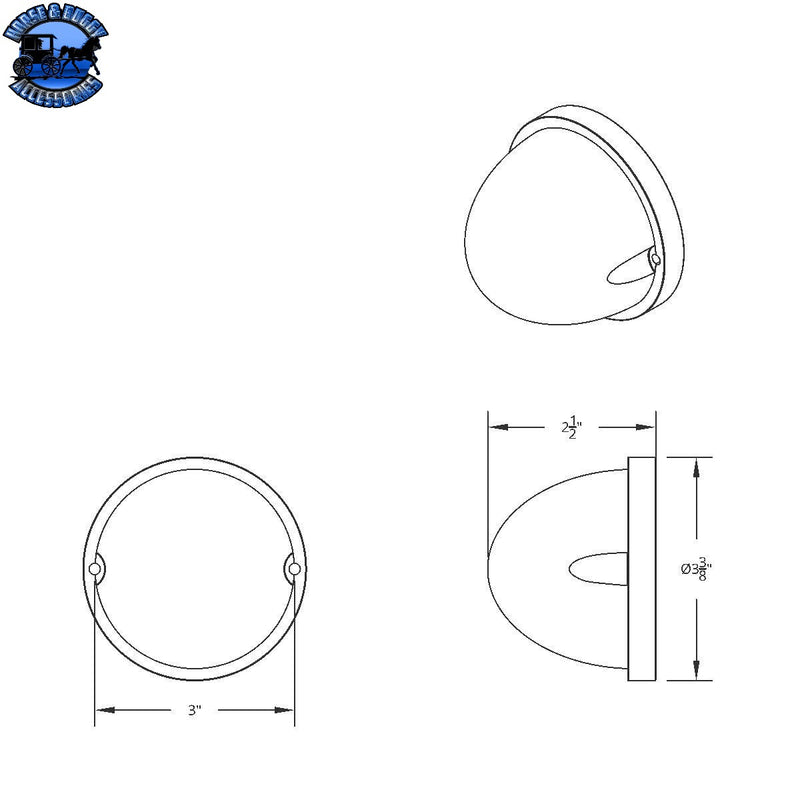 UP-39663 17 LED Watermelon Clear Reflector Flush Mount Kit With Low Profile Bezel - Amber LED/Clear Lens