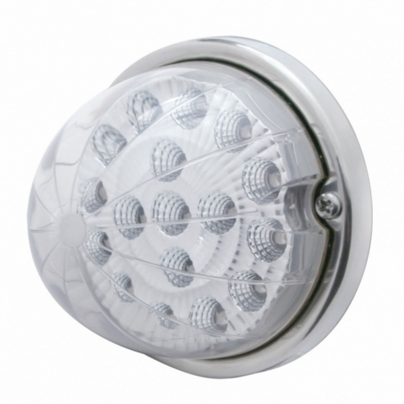 UP-39664 17 LED Watermelon Clear Reflector Flush Mount Kit With Low Profile Bezel - Red LED/Clear Lens