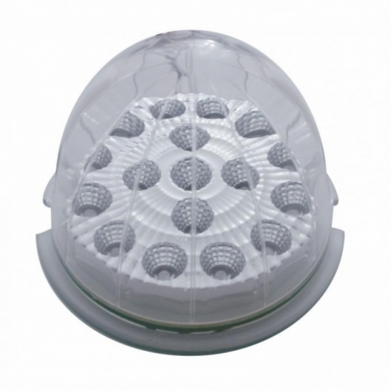 UP-39664 17 LED Watermelon Clear Reflector Flush Mount Kit With Low Profile Bezel - Red LED/Clear Lens
