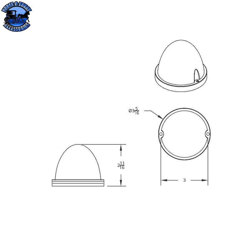 UP-39784-CARDED 17 LED Dual Function Watermelon Flush Mount Kit With Low Profile Bezel - Amber LED/Clear Lens