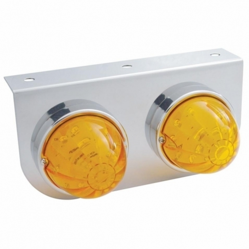 UP-39790 Stainless Light Bracket With 2X 17 LED Dual Function Watermelon Lights - Amber LED/Amber Lens