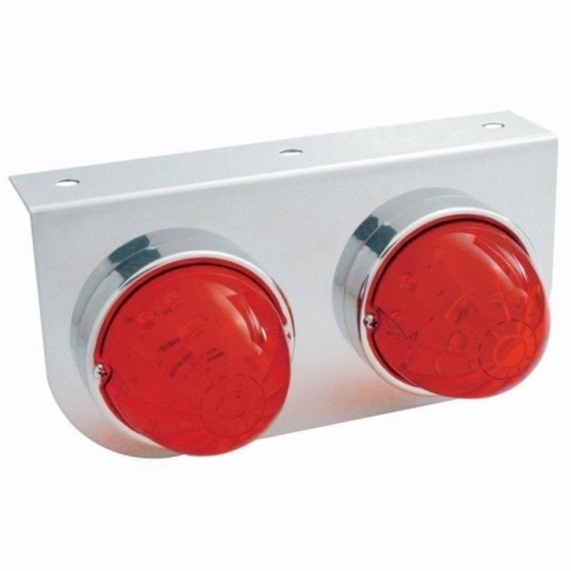 UP-39791 Stainless Light Bracket With 2X 17 LED Dual Function Watermelon Lights - Red LED/Red Lens