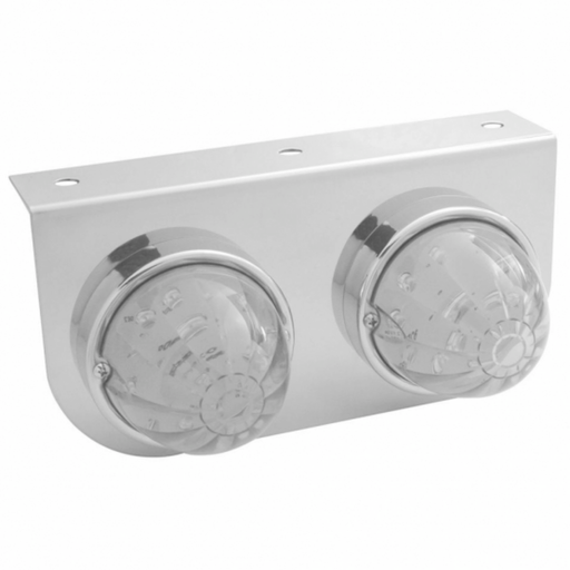 UP-39793 Stainless Light Bracket With 2X 17 LED Dual Function Watermelon Lights - Red LED/Clear Lens