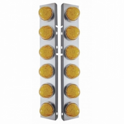 UP-39796 SS Front Air Cleaner Brkt With 12X 17 Amber LED Hi/Lo Watermelon Lights & SS Bezels For Peterbilt-Amber Lens
