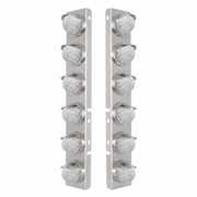 UP-39841 SS Front Air Cleaner Bracket With 12X 17 Amber LED Reflector Watermelon Lights & SS Visors For Peterbilt-Clear Lens