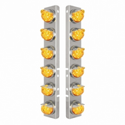 UP-39844 SS Front Air Cleaner Bracket W/12X 17 Amber LED Watermelon Lights & SS Visors For Peterbilt-Amber Lens