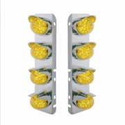 UP-39856 SS Front Air Cleaner Bracket With 8X 17 Amber LED Watermelon Lights & SS Visors For Peterbilt-Amber Lens