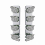 UP-39857 SS Front Air Cleaner Bracket With 8X 17 Amber LED Watermelon Lights & SS Visors For Peterbilt-Clear Lens
