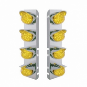 UP-39860 SS Front Air Cleaner Bracket With 8X 17 Amber LED Hi/Lo Watermelon Lights & SS Visors For Peterbilt -Amber Lens