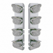 UP-39861 SS Front Air Cleaner Bracket With 8X 17 Amber LED Hi/Lo Watermelon Lights & SS Visors For Peterbilt-Clear Lens