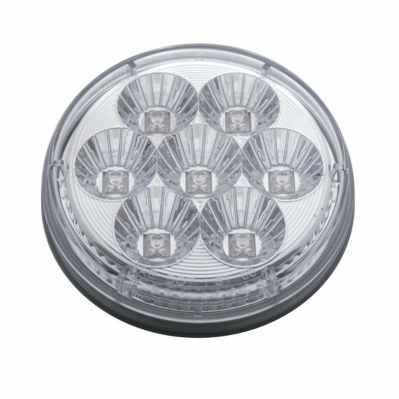 UP-39925 7 LED 4" Round Reflector Light (Stop, Turn & Tail) - Red LED/Clear Lens