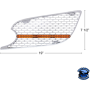 CHROME AIR INTAKE GRILLE WITH REFLECTOR LED LIGHT FOR 2012-2021 PETERBILT 579 (Choose Lens Color) (Choose Side) Air Intake Amber / Driver' Side,Amber / Passenger's Side,Clear / Driver' Side,Clear / Passenger's Side Light Gray