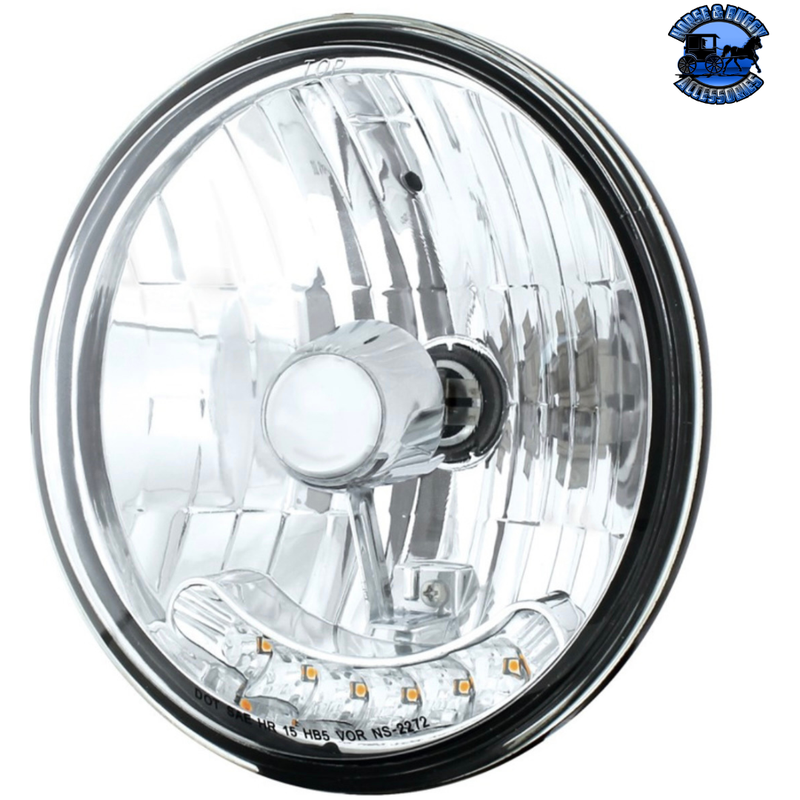 ULTRALIT - 7" Crystal Headlight With 6 Amber LED Position Light #31247 HEADLIGHT Light Gray