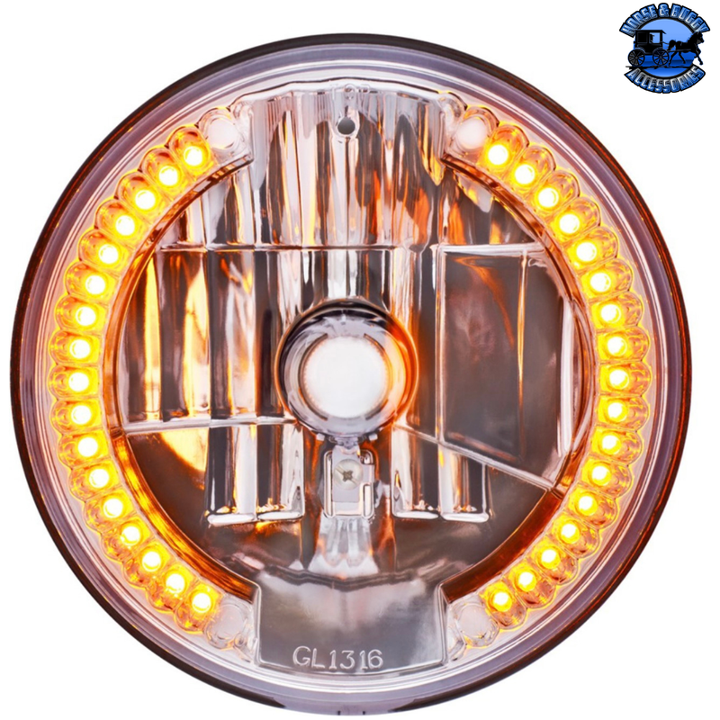 ULTRALIT - 7" CRYSTAL HEADLIGHT WITH 34 LED POSITION LIGHT (Choose Color) HEADLIGHT Amber Rosy Brown