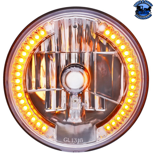Rosy Brown ULTRALIT - 7" CRYSTAL HEADLIGHT WITH 34 LED POSITION LIGHT (Choose Color) HEADLIGHT Amber
