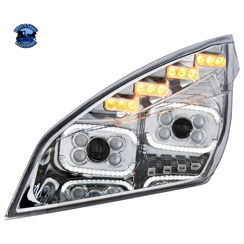 10 LED PROJECTOR HEADLIGHT WITH LED SEQUENTIAL TURN & DRL FOR 2018-2024 CASCADIA (Choose Color) (Choose Side) HEADLIGHT Chrome / Driver's Side,Chrome / Passenger's Side,Black / Driver's Side,Black / Passenger's Side Gray