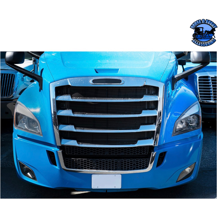 Black Chrome Grille With Bug Screen For 2018-2022 Freightliner Cascadia (Choose Color) Grille Chrome,Black