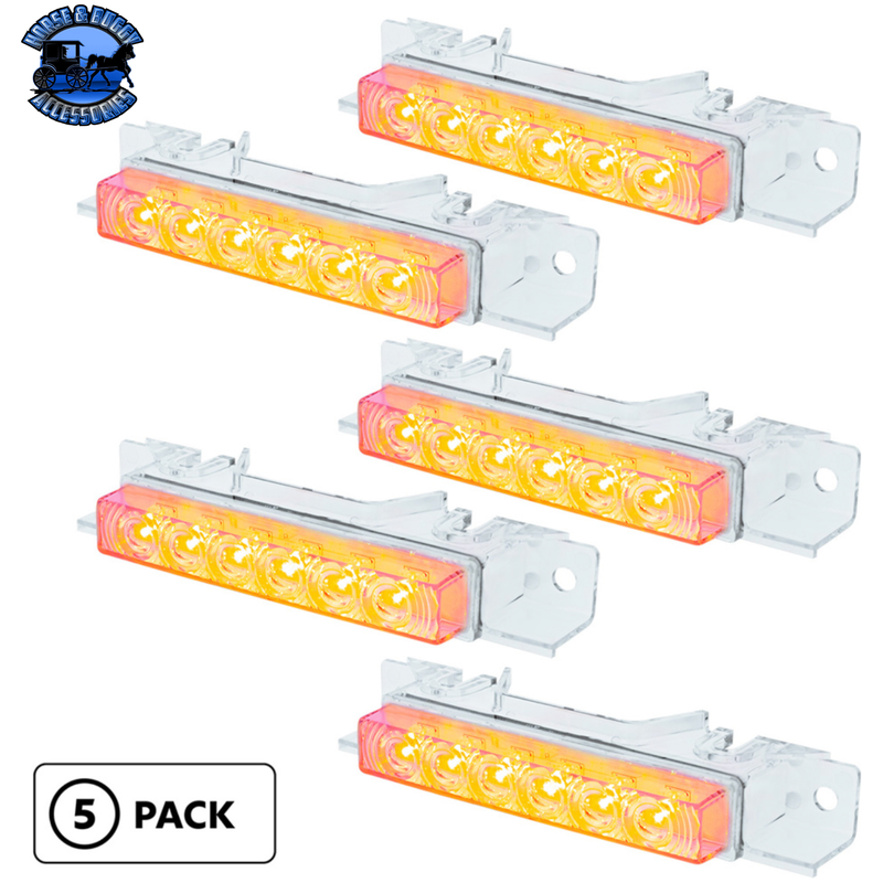 6 LED COMPETITION SERIES EXTERIOR VISOR LIGHT FOR 1996-2024 VOLVO VNL (Choose Lens Color) (Choose Package Quantity) light Clear / 5 Pack Light Gray