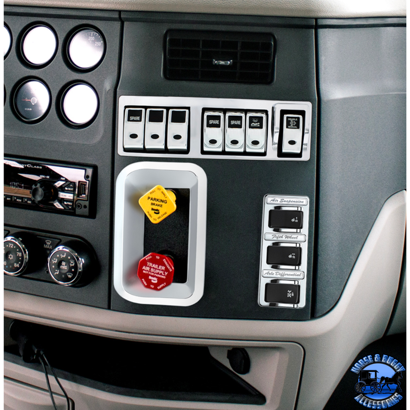 CHROME PLASTIC 7-ROCKER SWITCH BEZEL FOR 2013-2021 PETERBILT 579 #41770 Bezel Dark Slate Gray