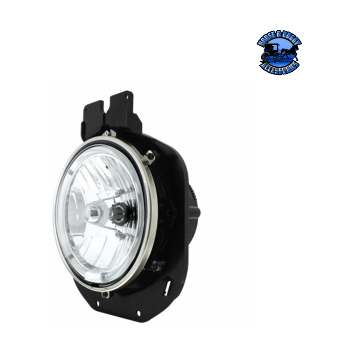 Dark Slate Gray Crystal Headlight With White LED Halo Ring For 1996-2005 Freightliner Century #31282 Crystal Headlight