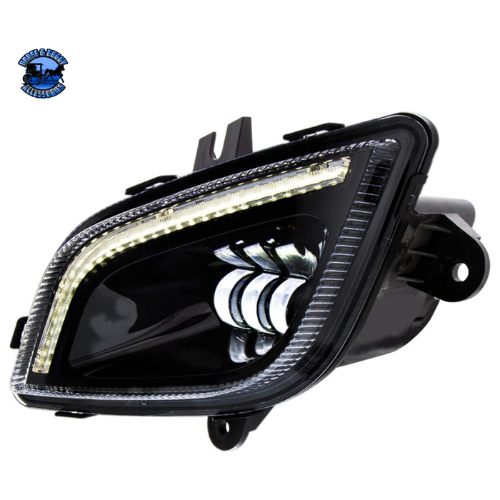 Black 34 LED FOG LIGHT WITH LED LIGHT BAR FOR 2018-2024 FREIGHTLINER CASCADIA (Choose Color) (Choose Side) Headlight Black / Driver's Side,Black / Passenger's Side,Chrome / Driver's Side,Chrome / Passenger's Side