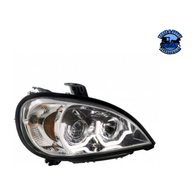 PROJECTION HEADLIGHT WITH LED POSITION LIGHT FOR 2001-2020 FREIGHTLINER COLUMBIA (Choose Color) (Choose Side) HEADLIGHT Chrome / Passenger's Side Dark Slate Gray