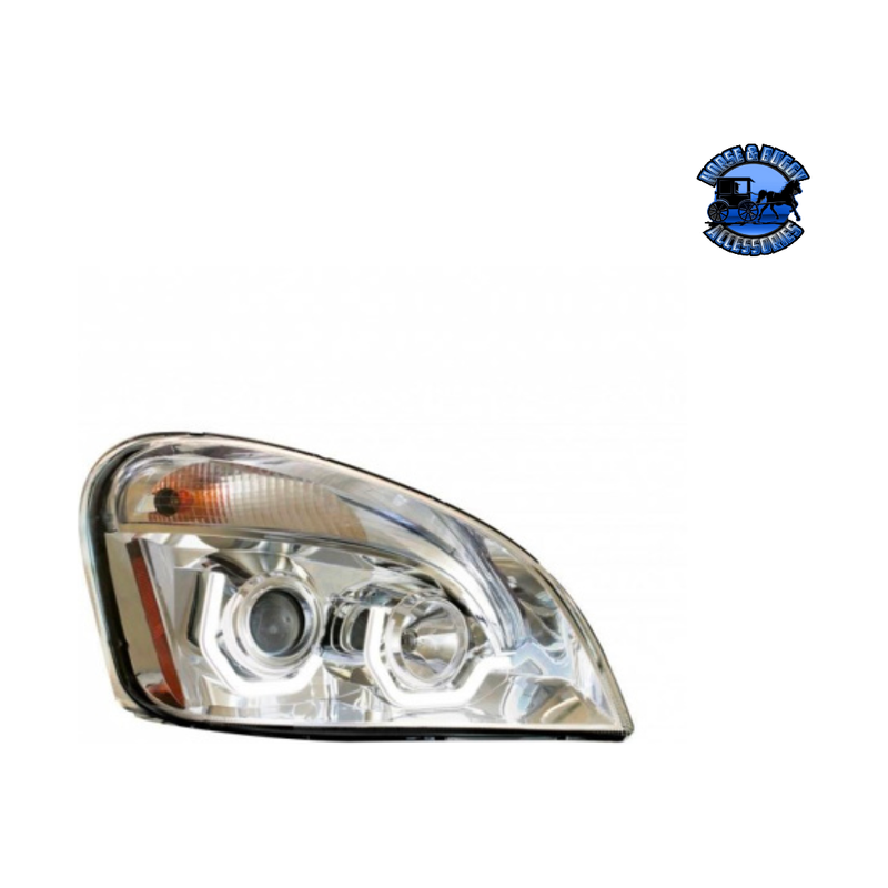 PROJECTION HEADLIGHT WITH WHITE LED POSITION LIGHT FOR 2008-17 FREIGHTLINER CASCADIA (Choose Color) (Choose Side) HEADLIGHT Chrome / Passenger's Side Gray
