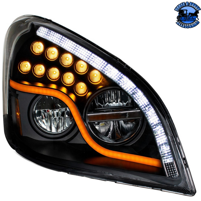 Tan HIGH POWER LED HEADLIGHT WITH LED DRL & LED TURN SIGNAL FOR 2008-2017 FL CASCADIA (Choose Color) (Choose Side) LED Headlight Chrome / Driver's Side,Chrome / Passenger's Side,Black / Passenger's Side