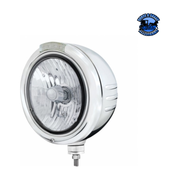 STAINLESS STEEL CLASSIC EMBOSSED STRIPE HEADLIGHT CRYSTAL H4 & DUAL MODE LED SIGNAL (Choose Color) HEADLIGHT Clear Light Gray