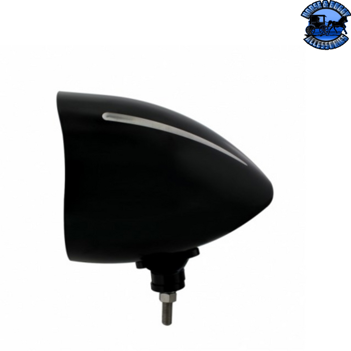 Black Black "Billet" Style Groove Headlight With Visor Crystal H4 Bulb #32680 HEADLIGHT