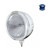 STAINLESS STEEL BULLET EMBOSSED STRIPE HEADLIGHT 6014 & DUAL MODE LED SIGNAL (Choose Color) universal headlight Clear Gray