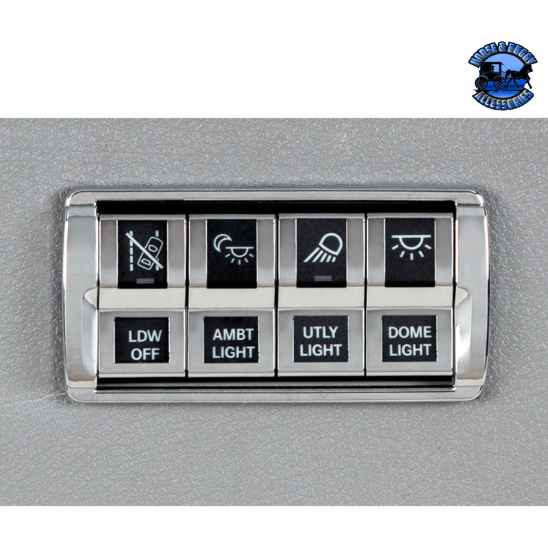 CHROME 4-SWITCH DASH PANEL TRIM FOR 2018-2023 FREIGHTLINER CASCADIA #42444 Dash Panel Trim Dark Gray