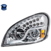 HIGH POWER LED HEADLIGHT WITH LED DRL & LED TURN SIGNAL FOR 2008-2017 FL CASCADIA (Choose Color) (Choose Side) LED Headlight Chrome / Driver's Side,Chrome / Passenger's Side,Black / Passenger's Side Gray