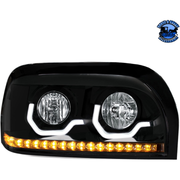 PROJECTION HEADLIGHT WITH LED TURN SIGNAL & LIGHT BAR FOR FREIGHTLINER CENTURY (Choose Color) (Choose Side) HEADLIGHT Black / Passenger's Side Tan