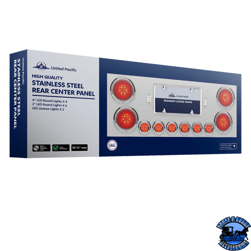 SS Rear Center Panel With 4X Red LED 4" Light & 6X Red LED 2" Light & Bezel -Red Lens -Comp. Series #35081