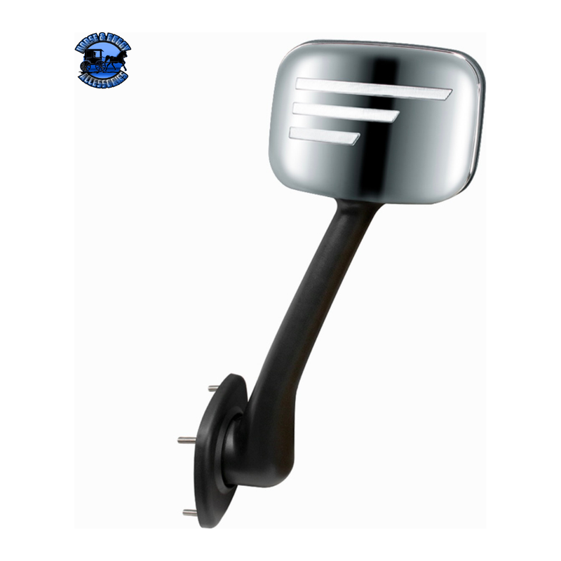 CHROME HOOD MIRROR ASSEMBLY WITH SEQUENTIAL LED TURN SIGNAL FOR 2008-2017 FREIGHTLINER CASCADIA (Choose Side) Mirror Chrome & Black / Driver's Side,Chrome & Black / Passenger's Side Dark Slate Gray