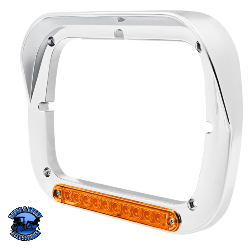 10 LED 5" X 7" HEADLIGHT BEZEL WITH VISOR (Choose Lens Color) Headlight Bezel Amber,Clear Light Gray