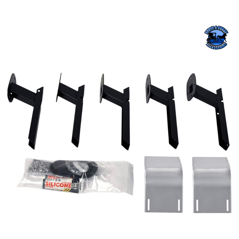 15.5" 430 STAINLESS SUNVISOR FOR 2014-2024 FREIGHTLINER CASCADIA WITH RAISED/MID-ROOF #29151 Sunvisor Gray