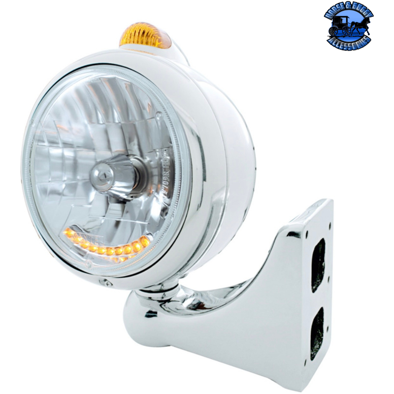 ULTRALIT - 7" Crystal Headlight With 10 Amber LED Position Lights #S2010LED LED Headlight Light Gray