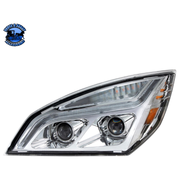 LED PROJECTION HEADLIGHT WITH LED POSITION LIGHT FOR 2018-2024 FREIGHTLINER CASCADIA (Choose Color) (Choose Side) LED Headlight Chrome / Driver's Side,Chrome / Passenger's Side,Black / Driver's Side,Black / Passenger's Side Gray