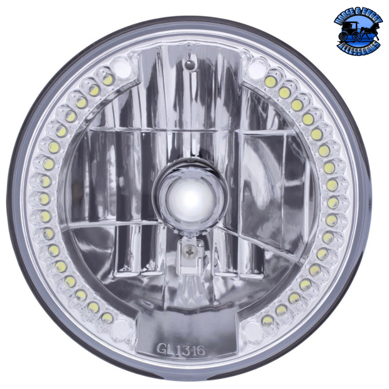 ULTRALIT - 7" CRYSTAL HEADLIGHT WITH 34 LED POSITION LIGHT (Choose Color) HEADLIGHT Amber,White Dark Gray