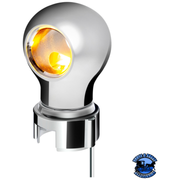 THREAD-ON CHARLOTTE STYLE GEARSHIFT KNOB WITH LED 13/15/18 SPEED ADAPTER  (Choose Finish)(Choose LED Color) Knob Chrome / Amber Light Gray